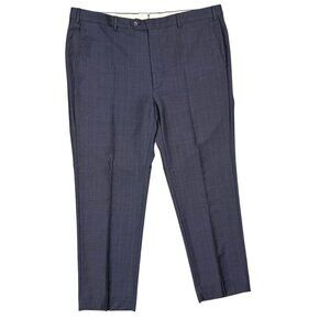J. Hilburn Dress Pants Wool Trousers Windowpane Blue Portugal 40x30